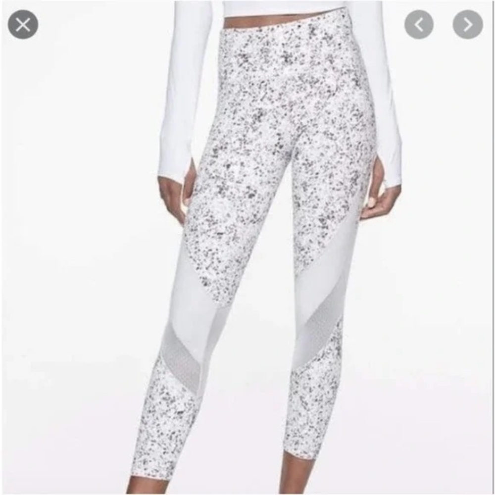 Athleta White Speckled Mesh 7/8 Leggings (S)